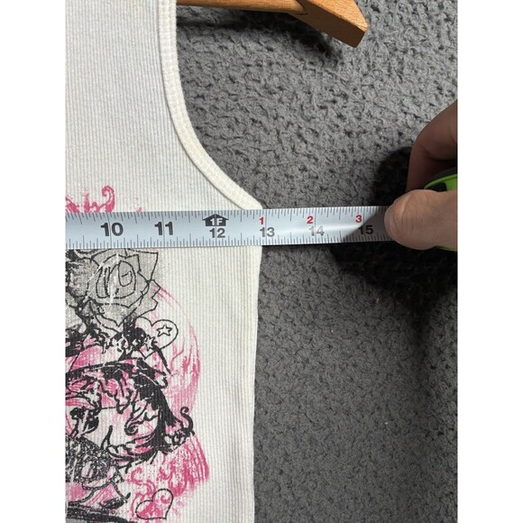 Y2K Sleeveless Muscle Tee Women’s Large Glitter Cyber Grunge Tank Top - Picture 7 of 11